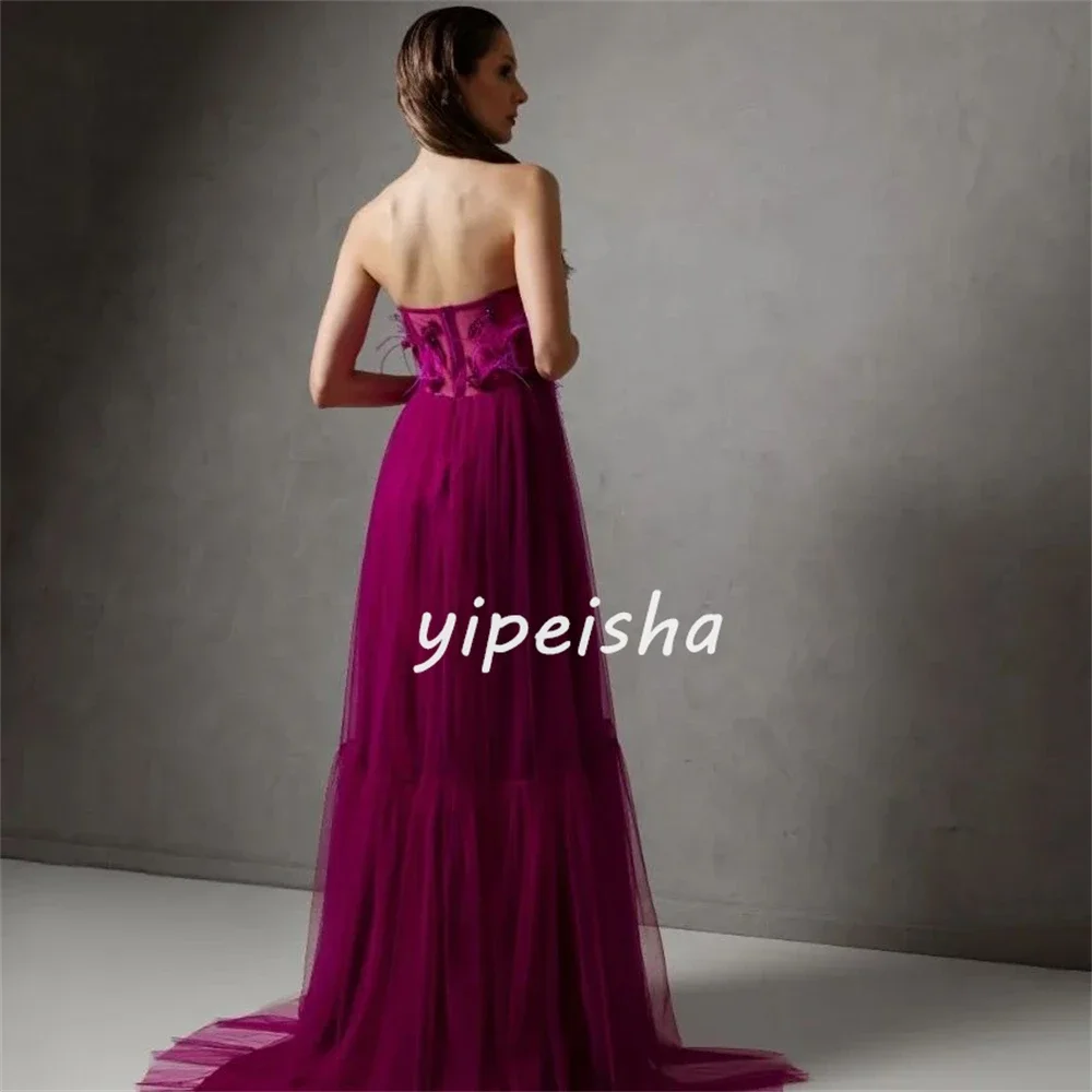 Customized Price AdjustmentTulle Feather Ruched Quinceanera A-line Sweetheart Bespoke Occasion Gown Long Dresses