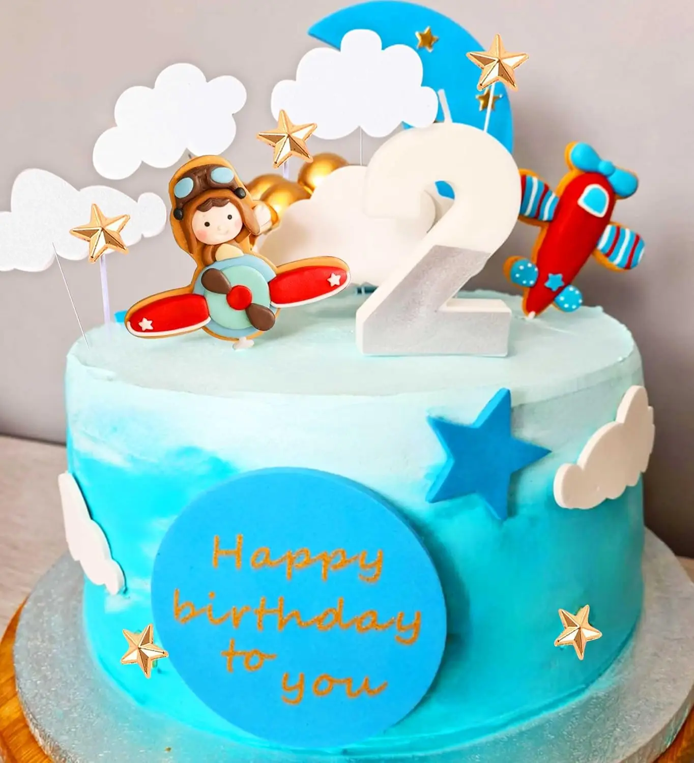 13 Stück Flugzeug-Kuchenaufsatz für Zeitfliegen 1., Flugzeug-Themen-Dekorationen für Geburtstags-Babyparty – Detail 3
