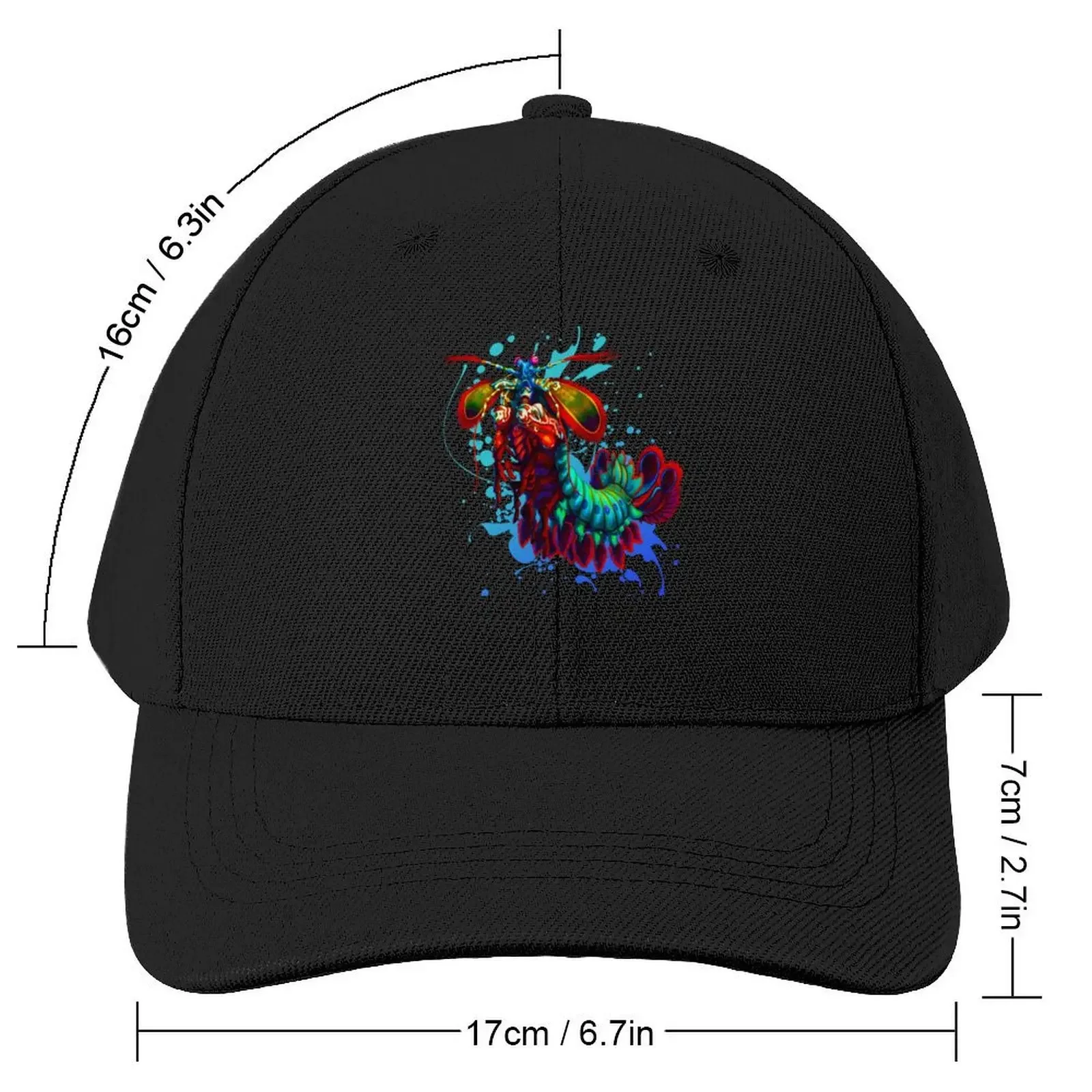 Rainbow Peacock Mantis Shrimp Blue Splash Baseball Cap Golf Wear Golf Military Cap Man Hat Beach Men's Caps Women's