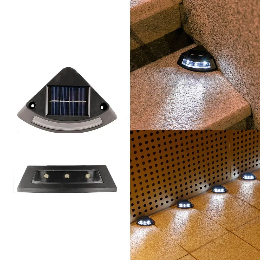 4pcs Waterproof Solar Step Lights Warm /White Light Easy To Use Deck Lights Auto Switch Solar Powered Garden Walkway Light