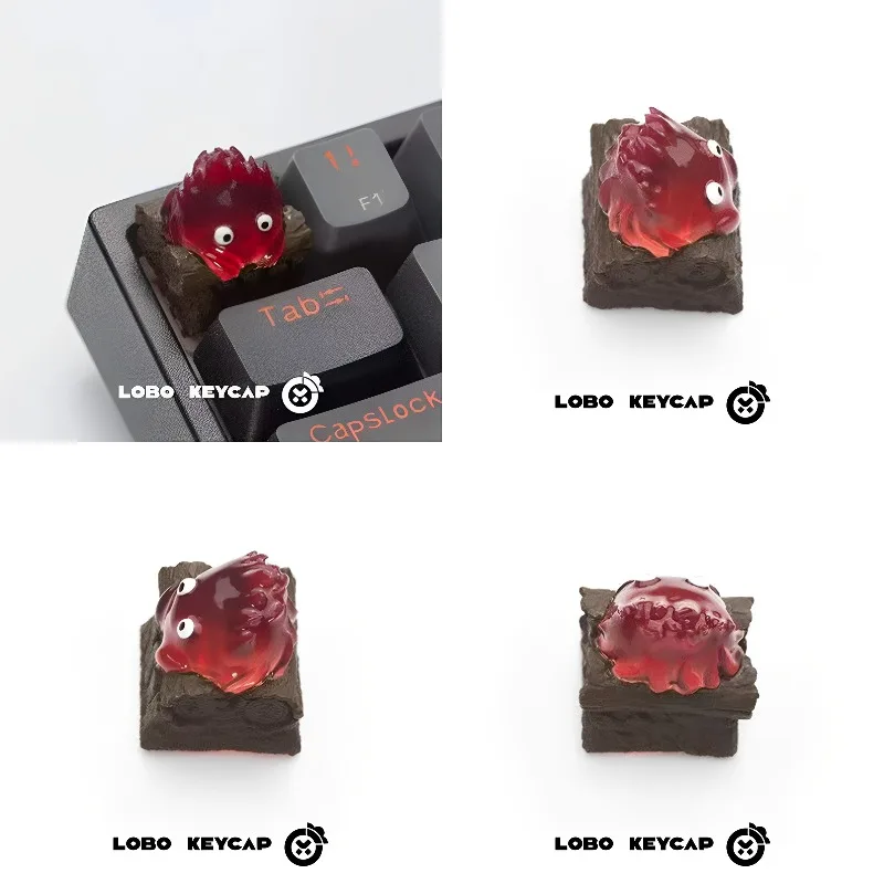 Calcifer Anime Keycap Mechanical Keyboard Resin Custom Artisan Keycap PC Gaming Keyboard Point Keycap Collect Cute Cartoon Gift