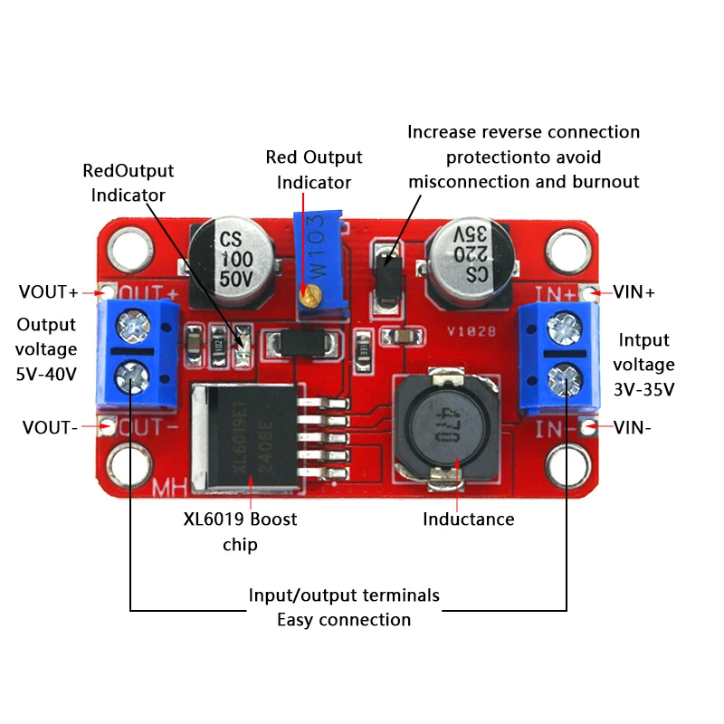 XL6009 4A Boost dönüştürücü adım yukarı ayarlanabilir 15W 5-32V için 5-50V DC-DC güç kaynağı modülü yüksek performanslı düşük dalgalanma