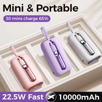 Mini Power Bank 10000mAh Fast Charging Type-C PD QC3.0  22.5W Powerbank WIth Cable Protable Charger For Samsung Xiaomi iPhone16