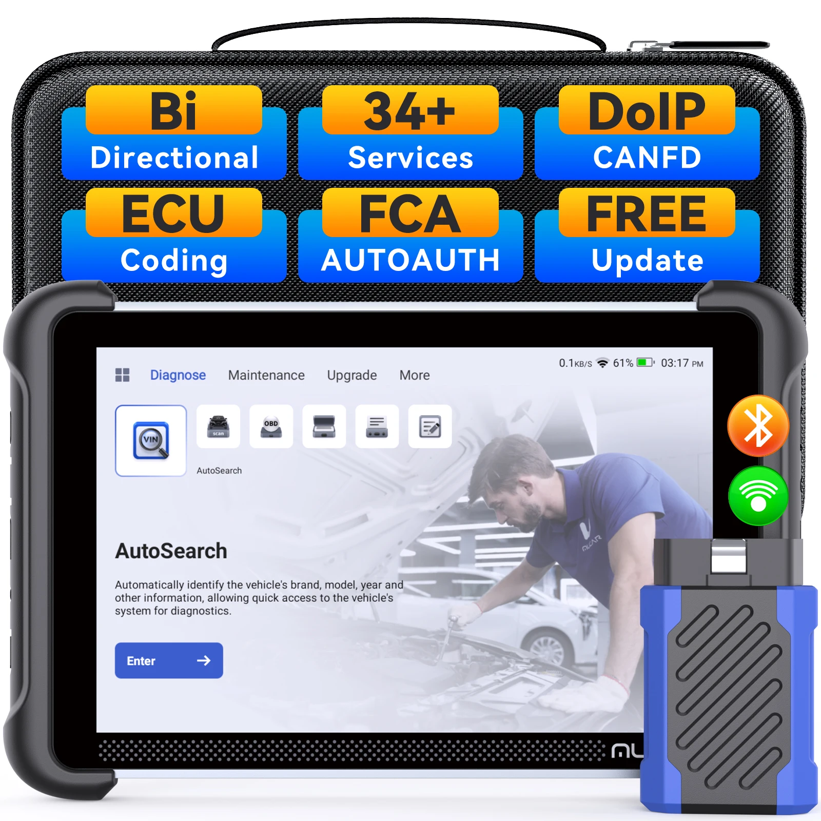 

Бесплатное пожизненное обновление MUCAR 892BT OBD2 Диагностический инструмент Сканер OBD2 Все системы CAN FD/DOIP 34 Сброс кодирования ЭБУ FCA Access 4 + 64 ГБ
