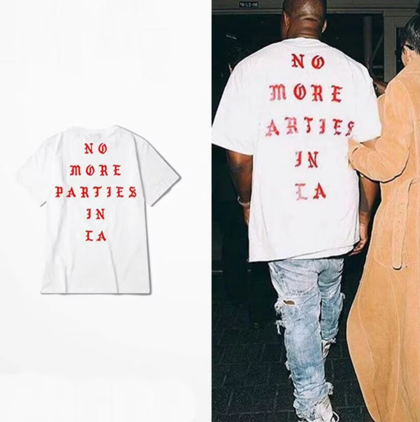 Camiseta de manga corta de Kanye West, blanca y roja, con estampado de la ciudad de Los Ángeles y la frase "I Feel Like Pablo", para hombre y mujer.
