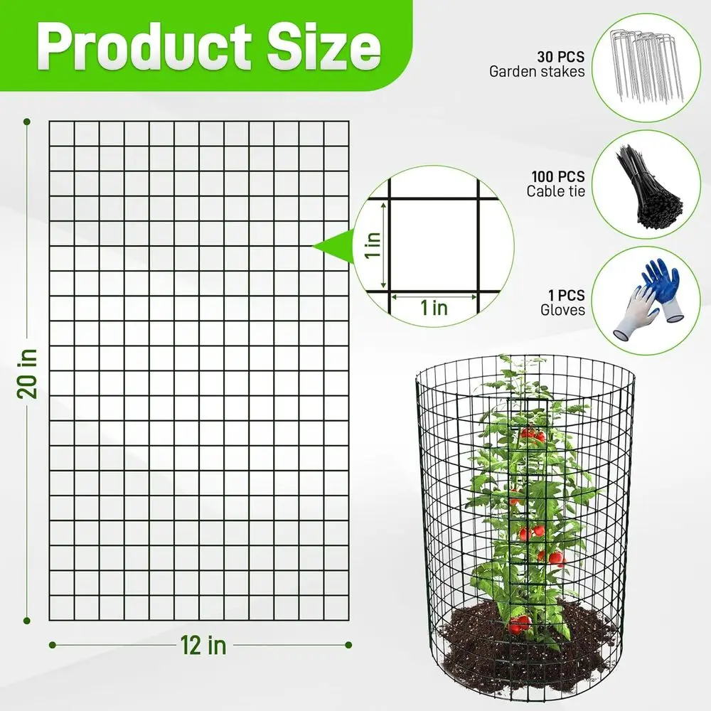 20x12 Inch Plant Protectors, 8-Pack Garden Cages with Stakes & Ties for Pest Control