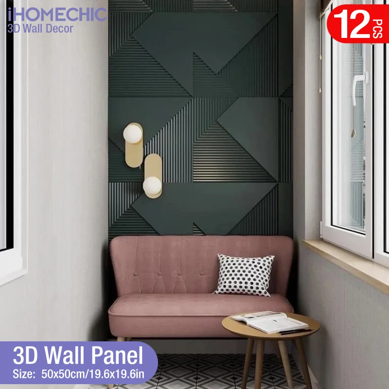 12pcs 50cm wall renovation 3D Stereo Wall Panel Diamond Not self-adhesive tile 3D wall sticker living room Bathroom wall paper