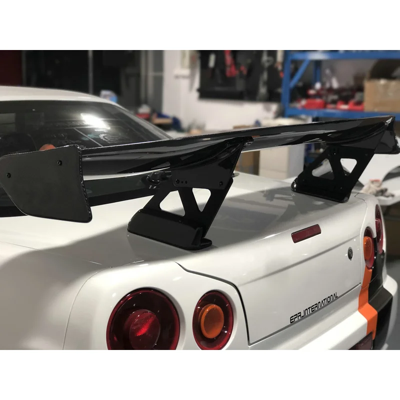 Piezas de coche de fibra de carbono para almacén de EE. UU., alerón trasero GT estilo nissan Skyline R34 TPS con soporte de aluminio