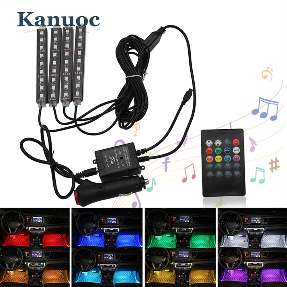 

LED Atmosphere Light Strip Interior Remote Control Decoration Lamps Car Universal Accessories 8 Colors Transform Changeable