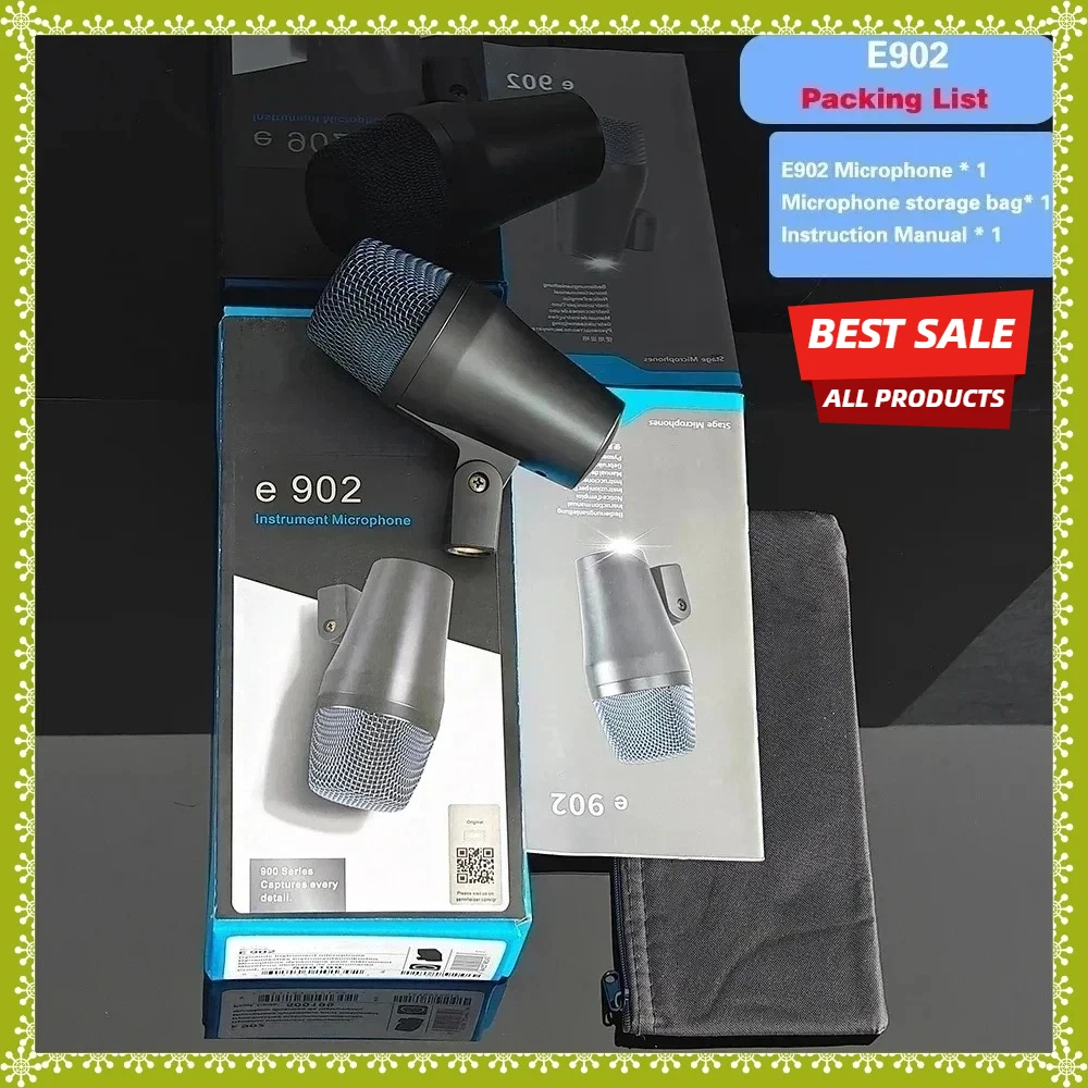 

2026 НОВИНКА: Комплект из 2 микрофонов серии E902 для ударных инструментов (барабанов), бас-гитар и тубы