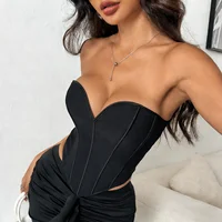 Corsé sin tirantes mate con cuello en V para mujer