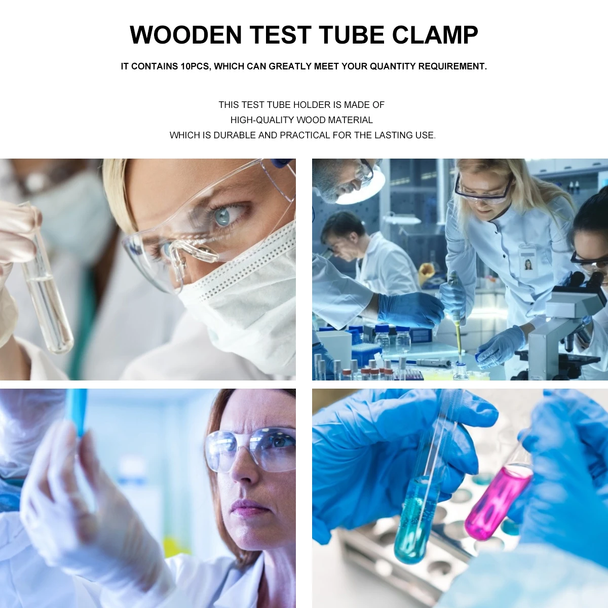 10 Pcs Wooden Test Tube Clip Practical Laboratory Tool Air Holder for Equipment Parts Lightweight Experimental Tools