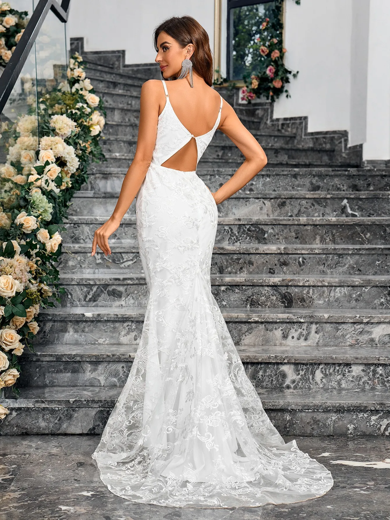 Autumn Women's Clothing Deep V Neck Sleeveless Luxury Party Evening Prom Dress For Polyester Maxi Formal Gown