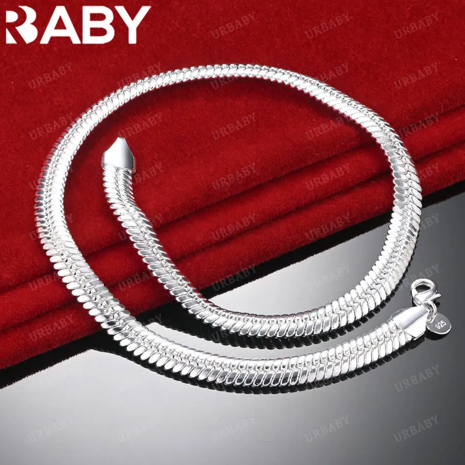 

URBABY Стерлингового Серебра 925 пробы 50 см 10 мм Цепочка Ожерелье Для Женщин Мужчин Очарование Трендовые Подарки На День Рождения Модная Вечеринка