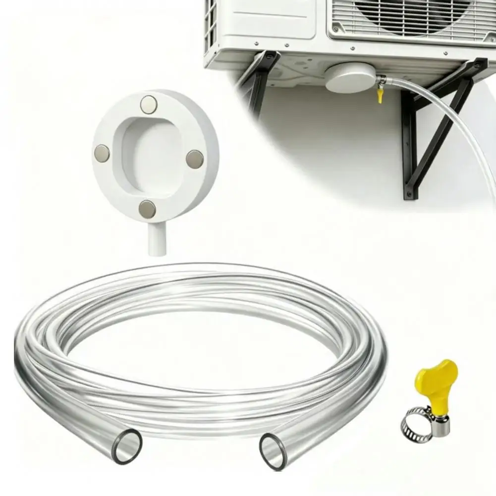 Magnetic Window AC Drain Kit 4/6/12FT Clear PVC Drain Hose with Stainless Steel Clamp No Drilling Flexible Weather-Resistant Con