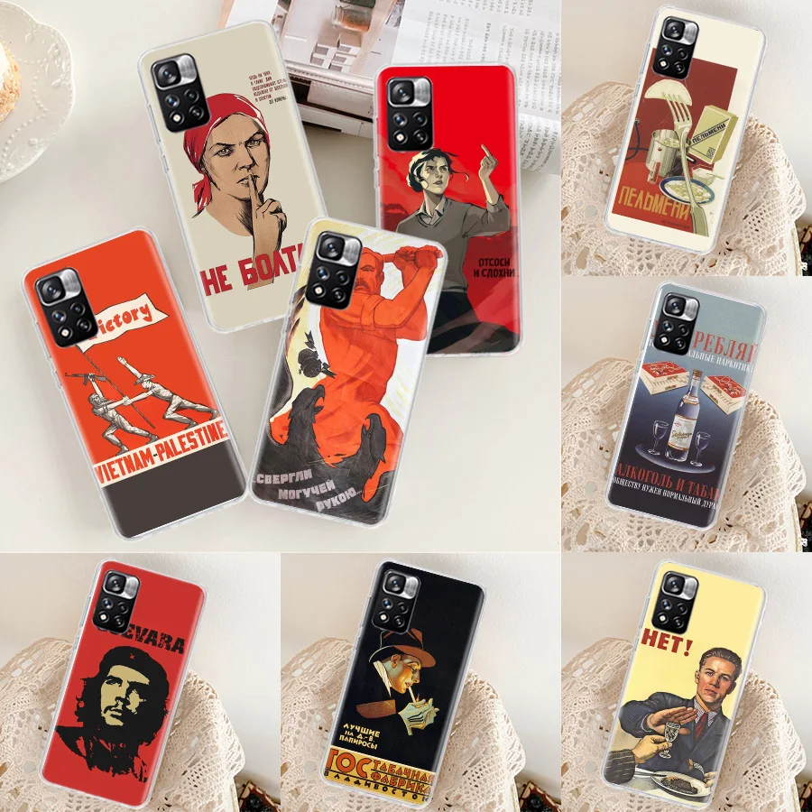 Retro Soviet printed advertising posters Phone Case For Xiaomi Redmi Note 11 12 Pro Plus 12S 11S 11T 11E 10S 10 9 9S 9T 4G 5G 8