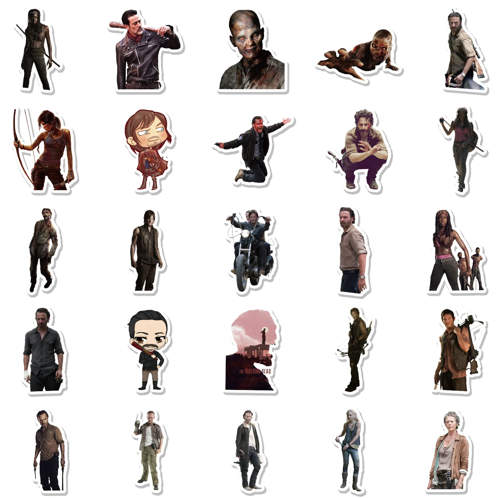 50pcs American TV Series The Walking Dead Children\'s Graffiti Luggage Helmet Computer Water Cup Waterproof Stickers