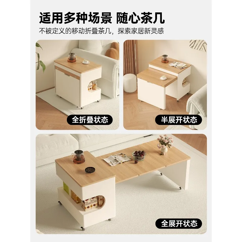 Small Apartment Pushcart,  Small Table, Mobile Side Table, Telescopic Folding Sofa Side Cabinet