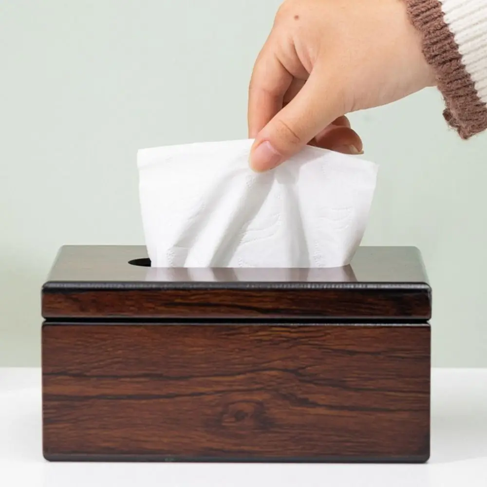 

Modern Imitation Walnut Wood Desktop Tissue Box Square Vintage Napkins Holder Wooden Home Decoration Tissue Dispenser Hotel