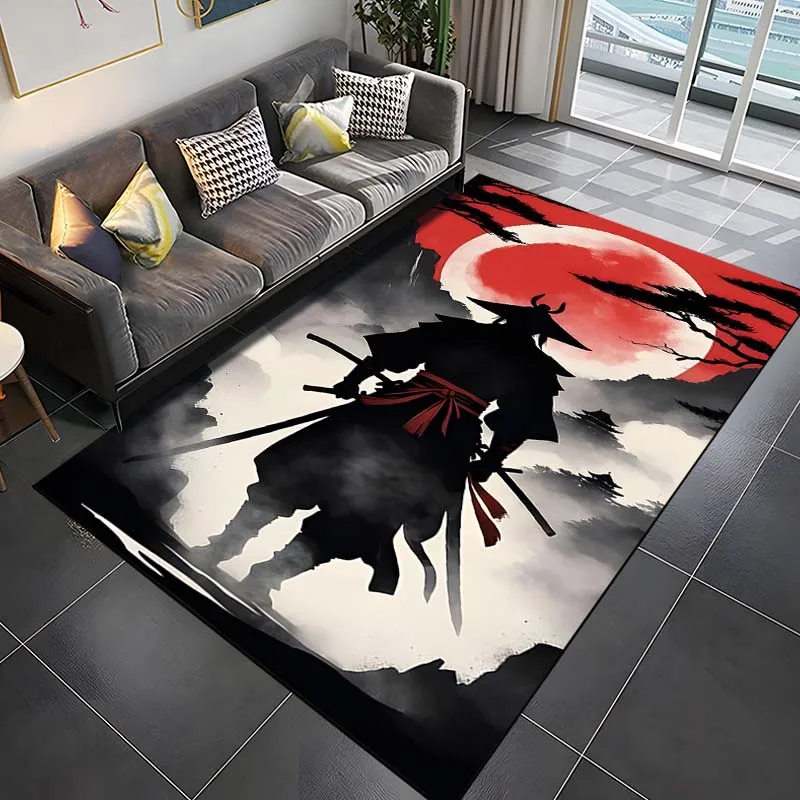 15 Sizes Japanese Bushido Pattern Rug Carpets for Bedroom Living Room Bathroom Mat Creative Door Mat Cloakroom Decor Area Rug