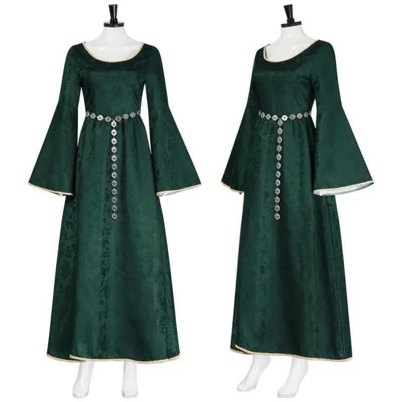 Alicent Costume TV House Cosplay Hightower Dragon Costume Woman Green Trumpet Sleeve Jacquard Long Dress Hallowe Fancy Woman Su