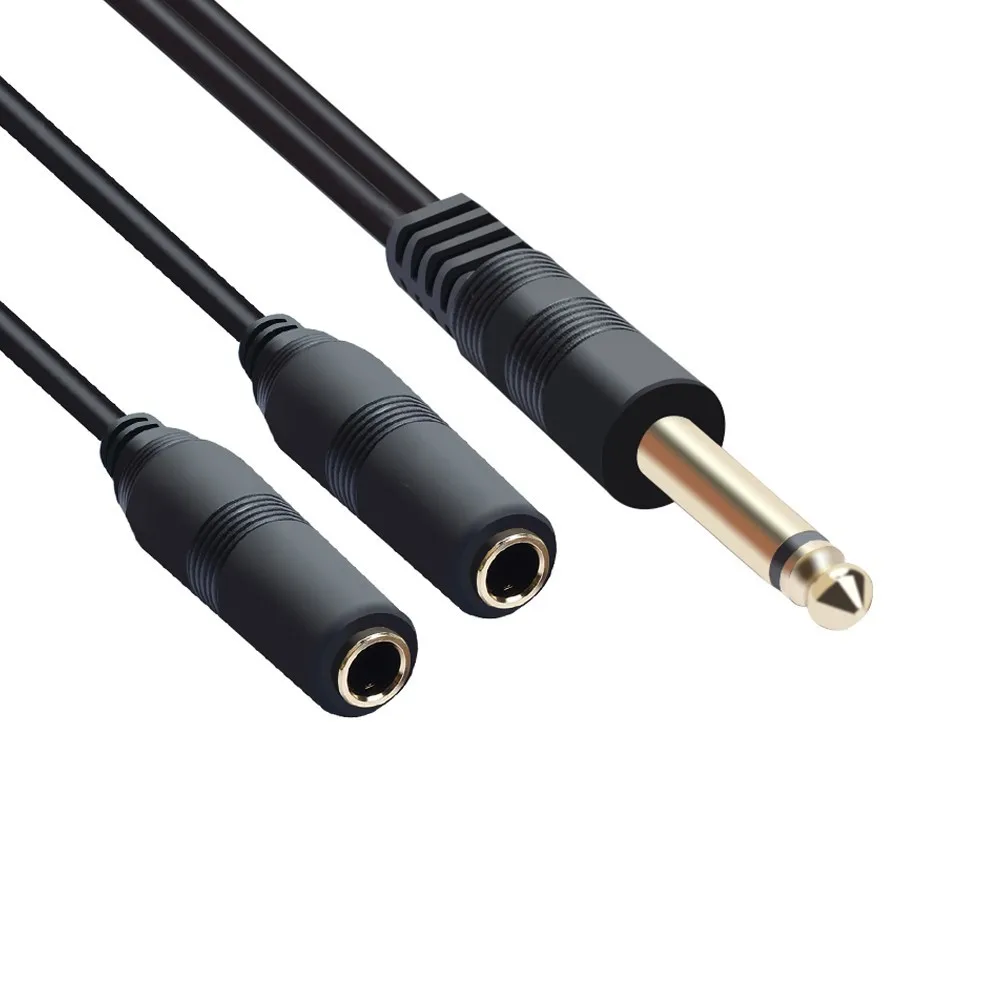 1 to 2 Stereo Audio Cable Splitter Single Dual Sound Channel 6.35mm Jack Male to Female Plug Adapter Speaker Cord Converter Wire