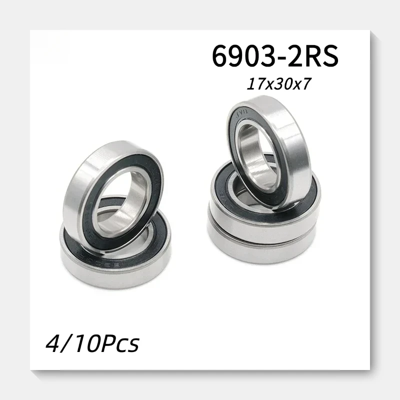4/10 Stück 6903-2RS dünnwandige Rillenkugellager, 17 x 30 x 7 mm, doppelt gummigedichtete Lager aus Chromstahl