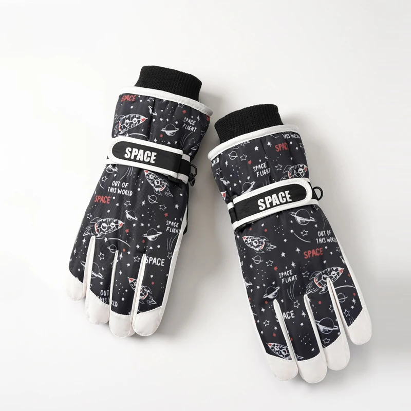 قفازات أطفال بوي فتاة الشتاء الصوف بطانة مقاوم للماء ملحق دافئ للتزلج الرياضة في الهواء الطلق ركوب الدراجات #3