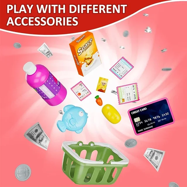 Shopping Cash Register Playset with Real Calculator, Pretend Play Store, Learning Toy, Christmas/Halloween/New Year Gift 6 Shopping Cash Register Playset with Real Calculator, Pretend Play Store, Learning Toy, Christmas/Halloween/New Year Gift 6