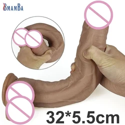 32CM Big Dildo Erotic Soft Double-layer Silicone Long Dildo Realistic Penis Suction Cup Dick Anal Orgasm Adult Sex Toy for Woman