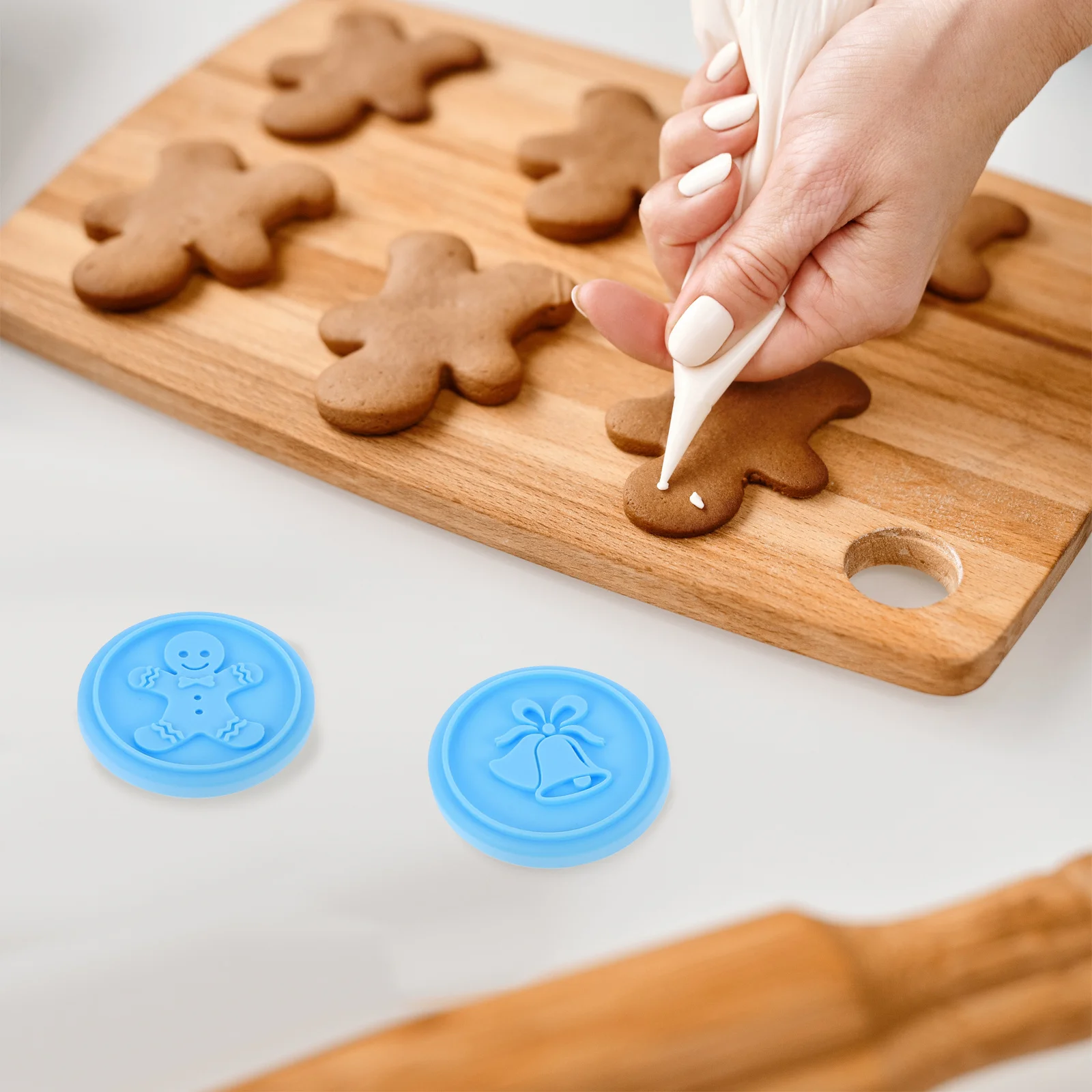 

6Pcs Christmas Cookie Stamp Mold Set Cookie Biscuit Cake DIY hand mold Flexible Baking Supplies Baking Stamp