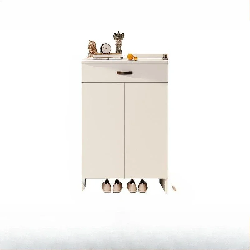 

With mirror, hanger, integrated shoe change stool, household door against the wall, entrance cabinet, solid wood shoes