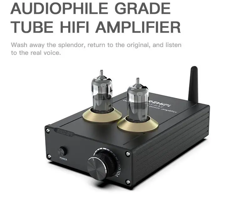 BRZHIFI Audio Tube Amplifier Audiophile-grade HiFi Bluetooth 5.0 Tube Amp 50W ×2 Stereo Small Digital Amplifier Home Theater