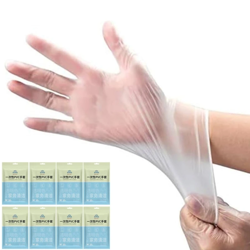 Disposable Vinyl Gloves Latex Powder Free Clear Plastic Gloves Food Grade Kitchen Cooking Gloves for Household Cleaning Baking
