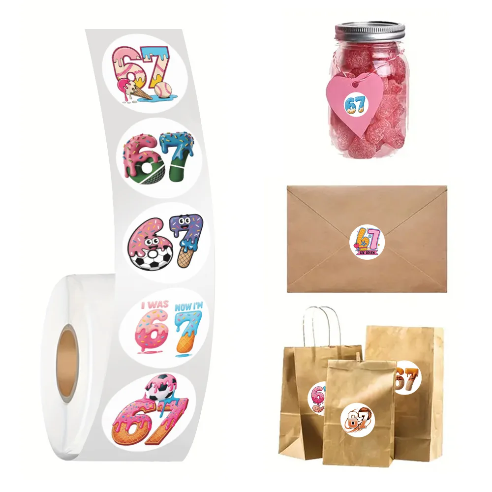 500pcs/Roll Six Seven Roll Stickers Graffiti Funny Anime Decals DIY Toy Laptop Phone Luggage Fridge Car Waterproof Kids Gifts