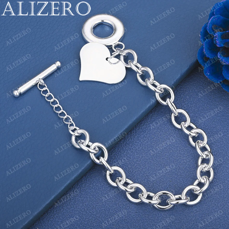 

ALIZERO 925 Sterling Silver OT Buckle Chain Heart Bracelet Wedding Engagement Party Fashion Jewelry