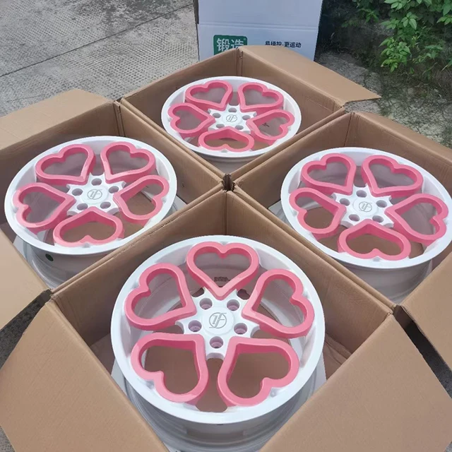 Factory Custom forged aluminum wheels forged wheels 18 inch Pink Forged Heart Shaped Purple Car Wheels Rims rims with hearts