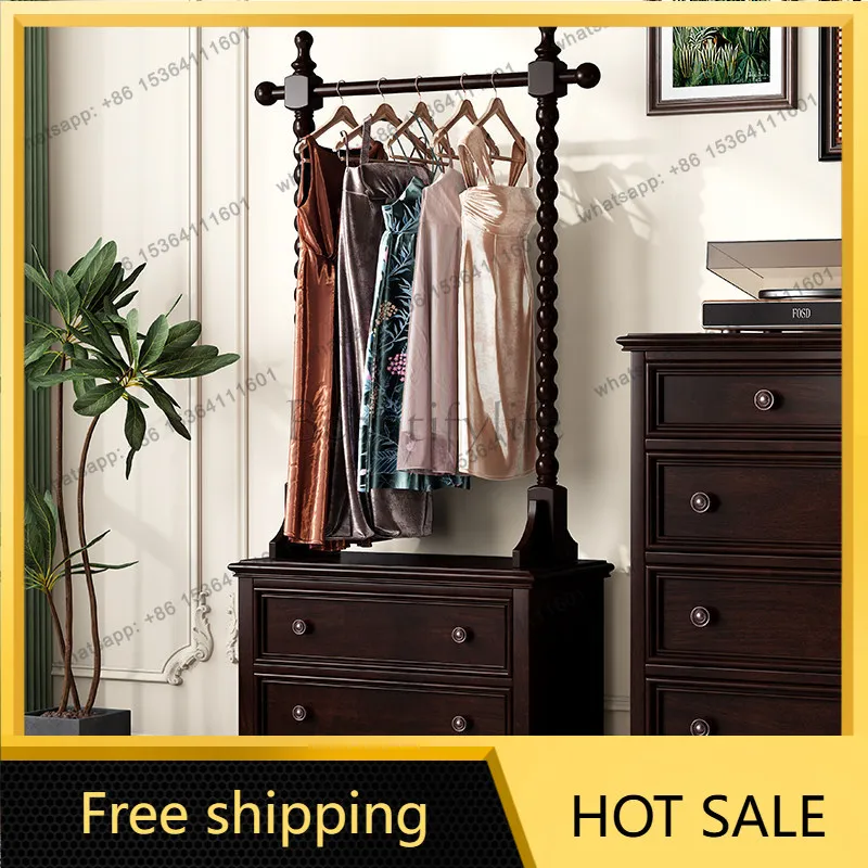 FG American retro pure solid wood hanger integrated cabinet household coat rack