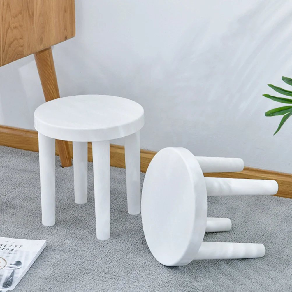 1pc Plastic Low For Anti-Slip Round Stool Bathroom Home Portable Sturdy Lightweight Step Stool Rv White