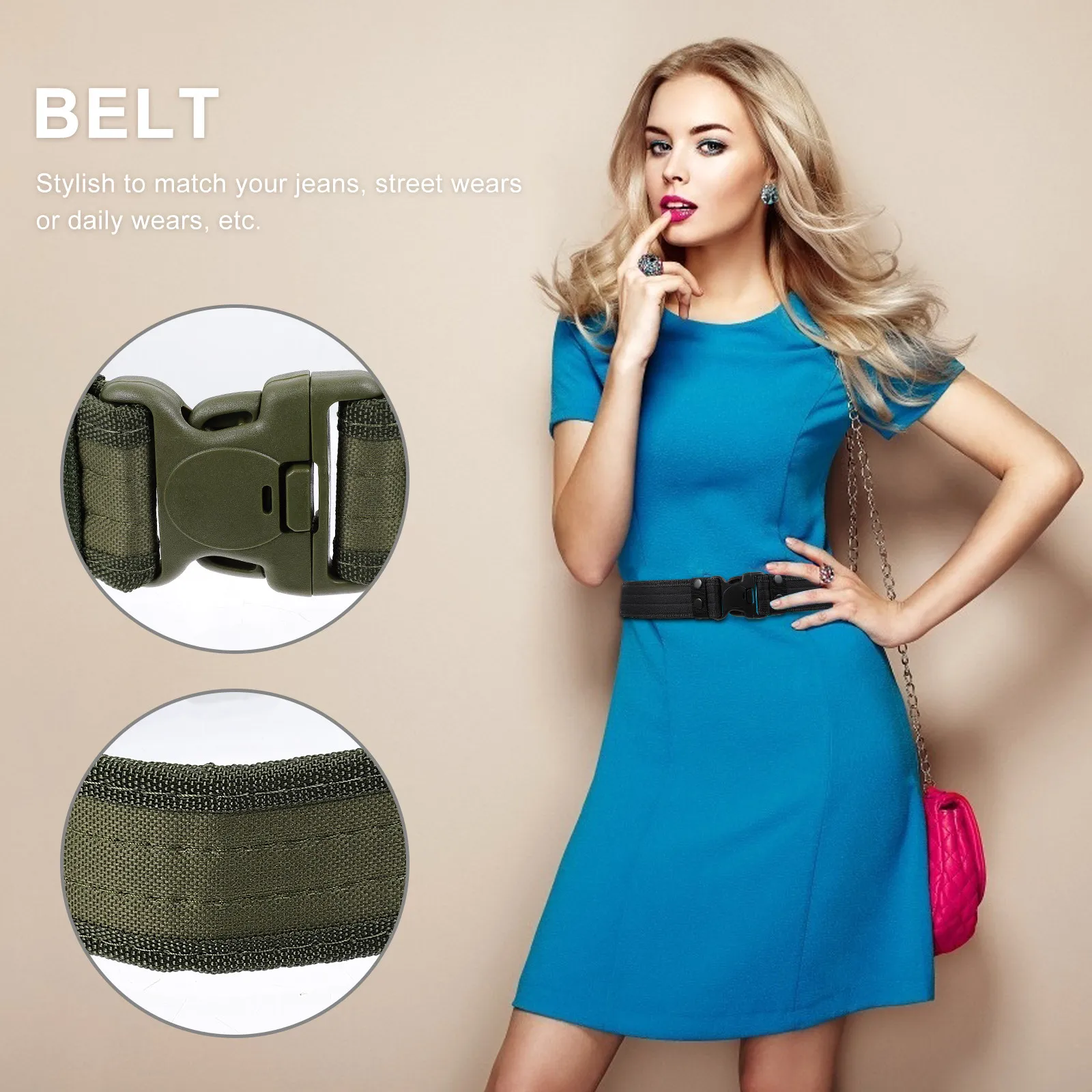1Pcs Nylon Outdoor Waist Belt Lightweight Tear Resistant Adjustable Camping Tactical Belt for Exploration