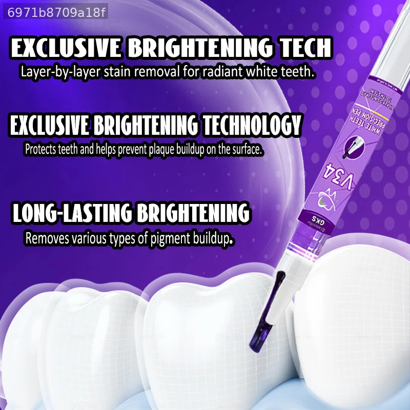 Teeth Whitening Pen - POZOAMIS Penna sbiancante viola per spazzolino