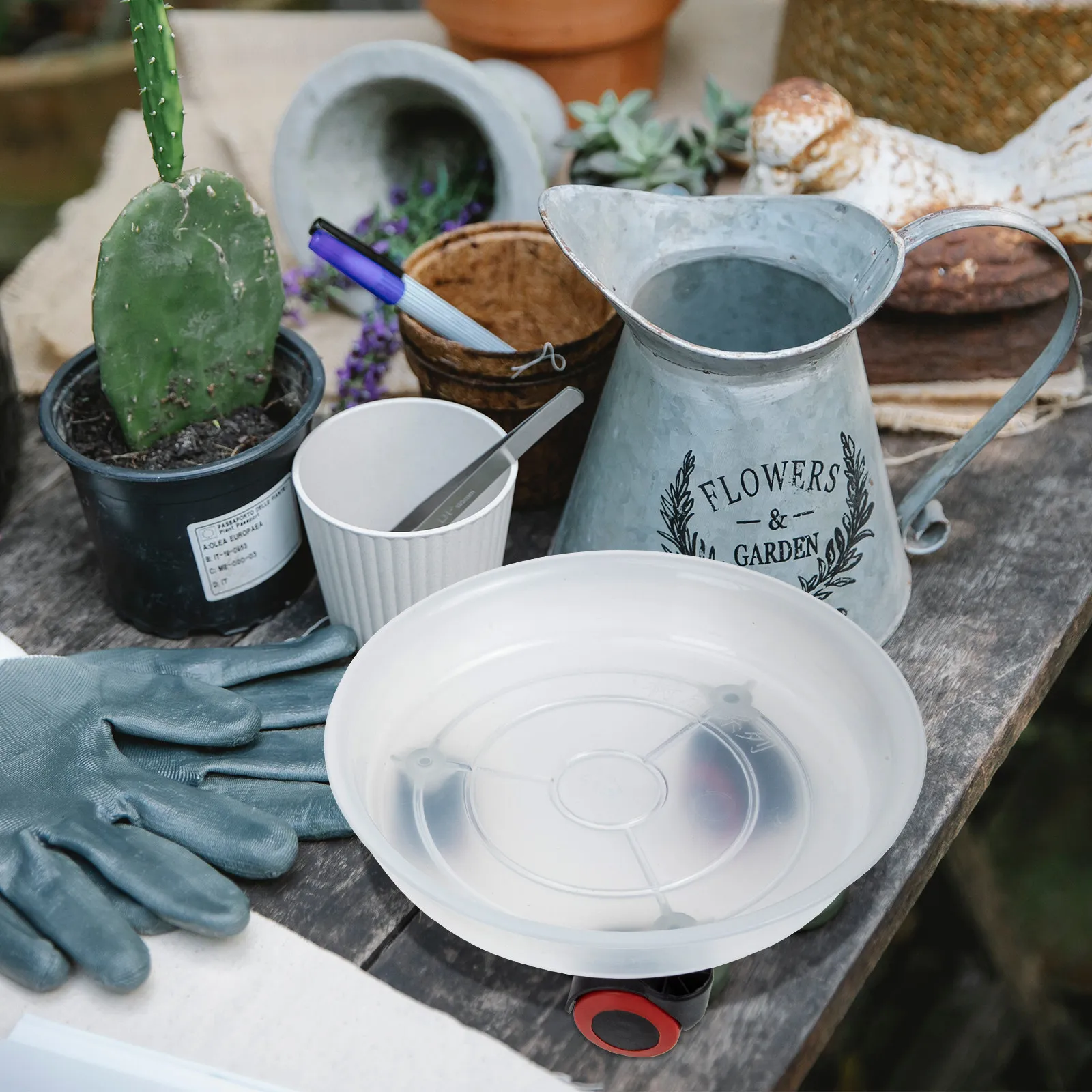 

2Pcs Flower Pot Rack with Wheel Heavy Duty Plastic Bonsai Display Stand for Balcony Garden Yard Outdoor Indoor Use