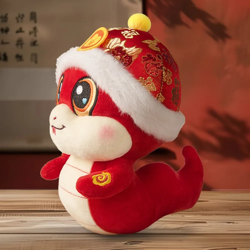 

Забавная милая китайская кукла-змея зодиака, плюшевая игрушка-талисман в виде змеи, полиэстер, благословение, кукла-змея на удачу, подарки на день рождения