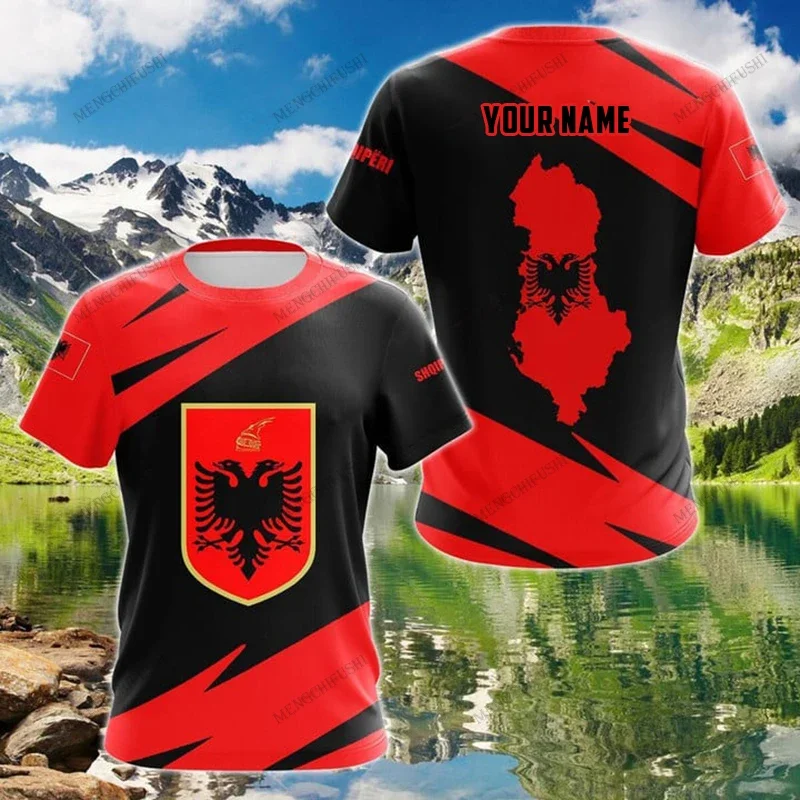 

Customized Summer Casual Unisex Albania Emblem T-shirts Racing Loose Graphic Tees Short Sleeve Tops Men's Fast Dry Sportswear