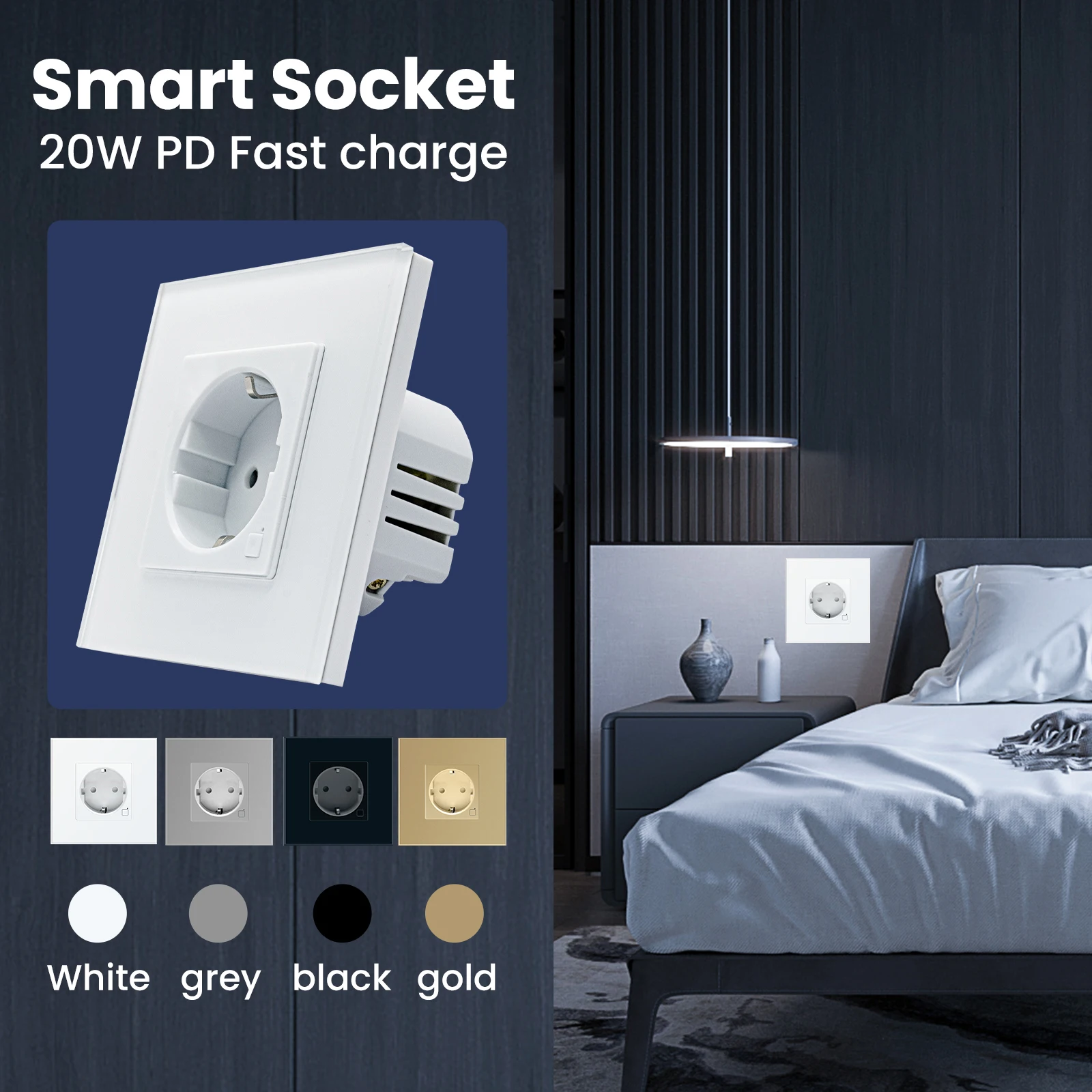 Logen Zigbee Wall Socket Smart Outlet Energy Monitoring Smart Plug Timer Function App Control Work With Tuya Alexa Type-C USB EU