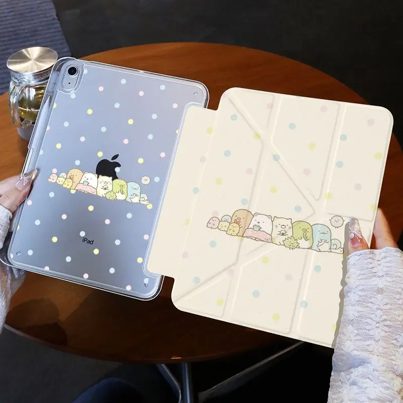 Japan kawaii Sumikko Gurashi Folding Applicable iPad Pro2024 Protective Case Air 7 Transparent 11inch MINI6 iPad Protective Case