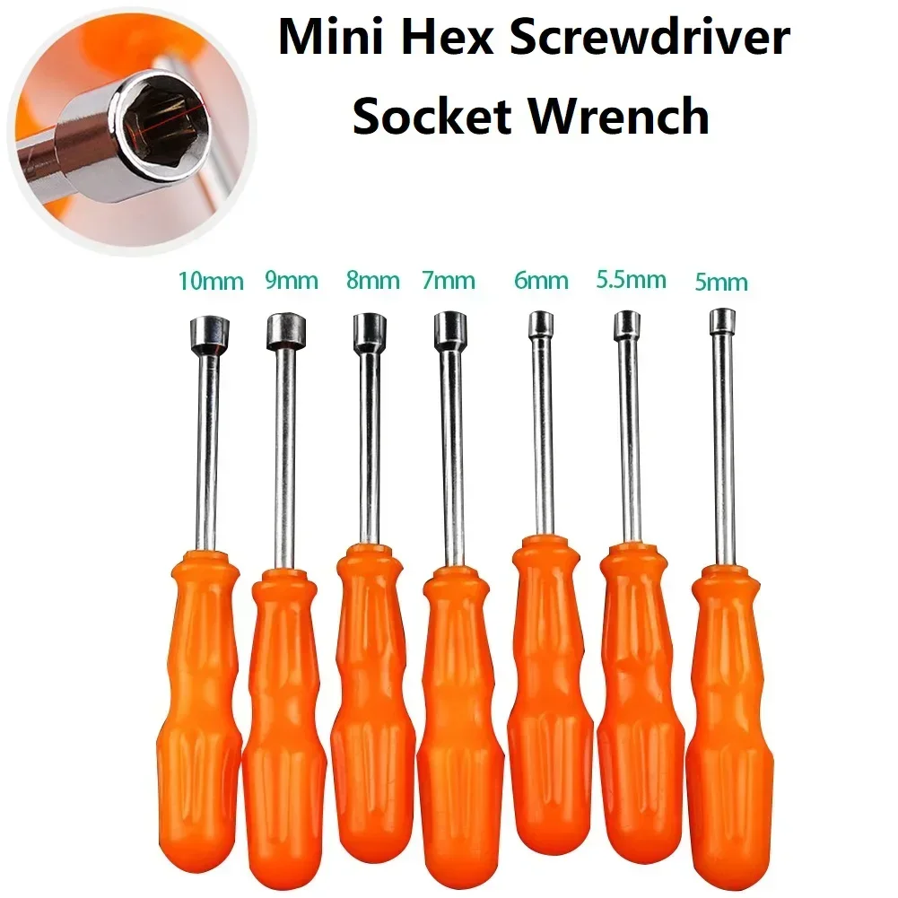 1Pc Mini Hex Bit Screwdriver Socket Wrench Nut Shank Drill Adapter Tools 5-10mm Nut Key Nutdriver Hand Tool Screwdriver Wrench