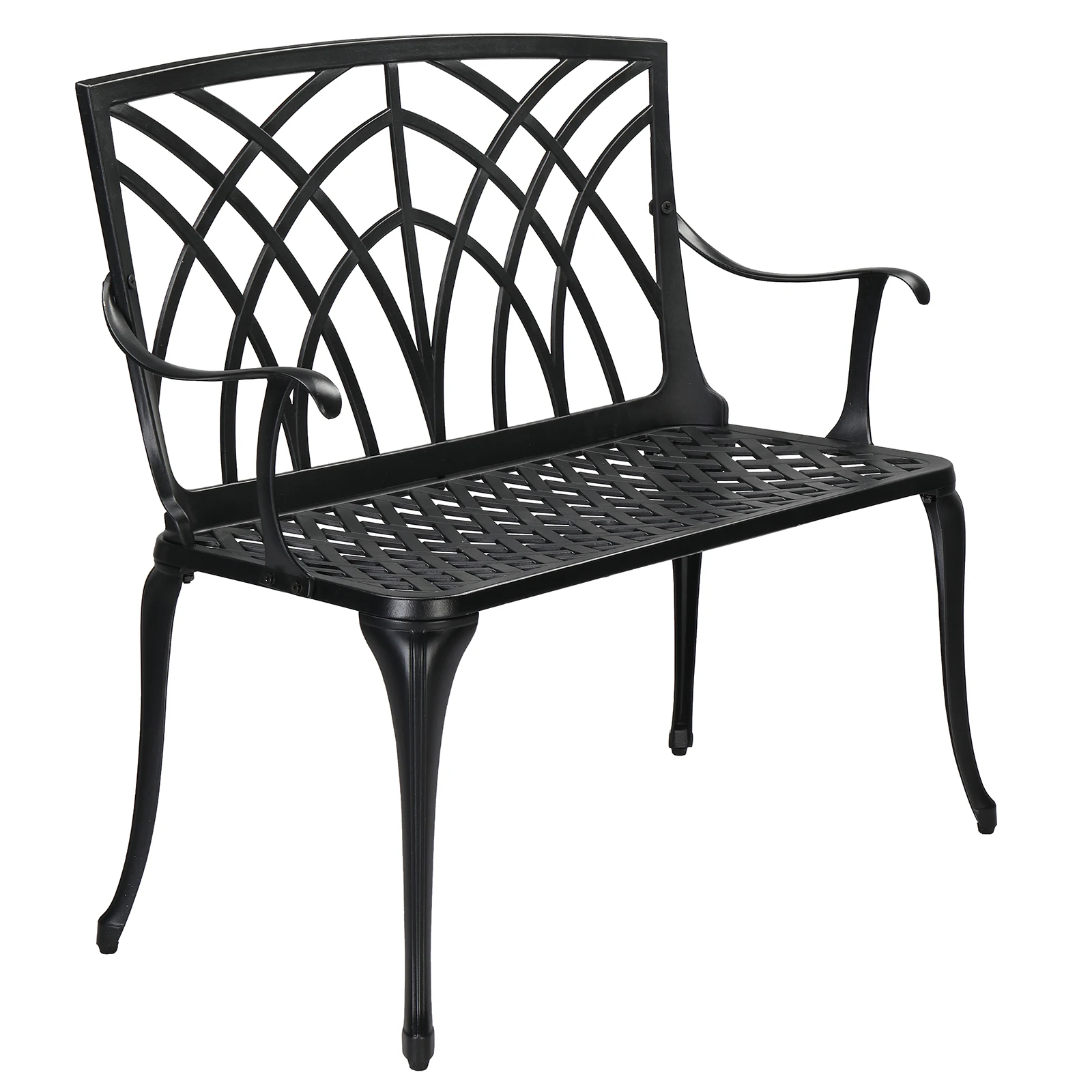 38in Outdoor Orchid Back  Aluminum Bench Black