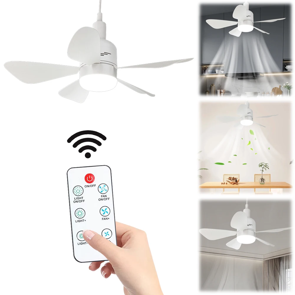 E27 Ceiling Fan with Lights Remote Control 3 Gears Adjustable 30W Modern Ceiling Fan for Kitchen Bedroom Dining Living Room