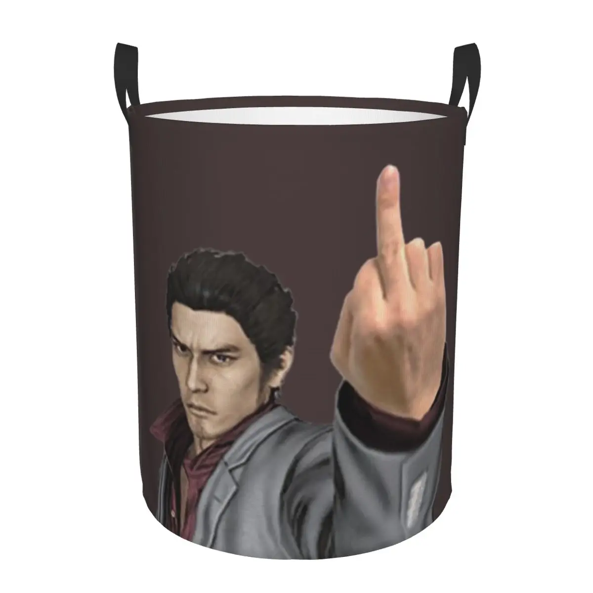 

Kazuma Kiryu Middle Finger Dirty Laundry Baskets Foldable Large Waterproof Clothes Toys Basket For Home Children's